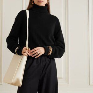 Cashmere Blend Chunky Black Turtleneck